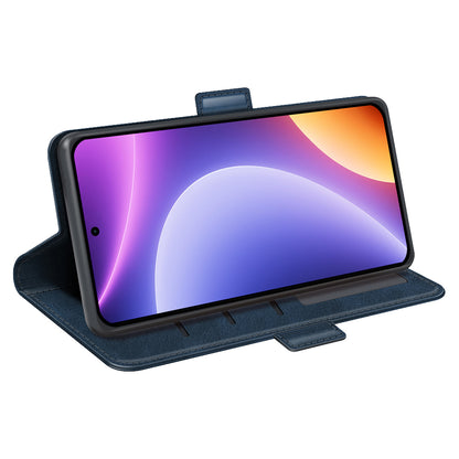 For Xiaomi Redmi Note 12 Turbo / Poco F5 5G Wallet Flip Phone Cover Calf Texture PU Leather Stand Folio Case