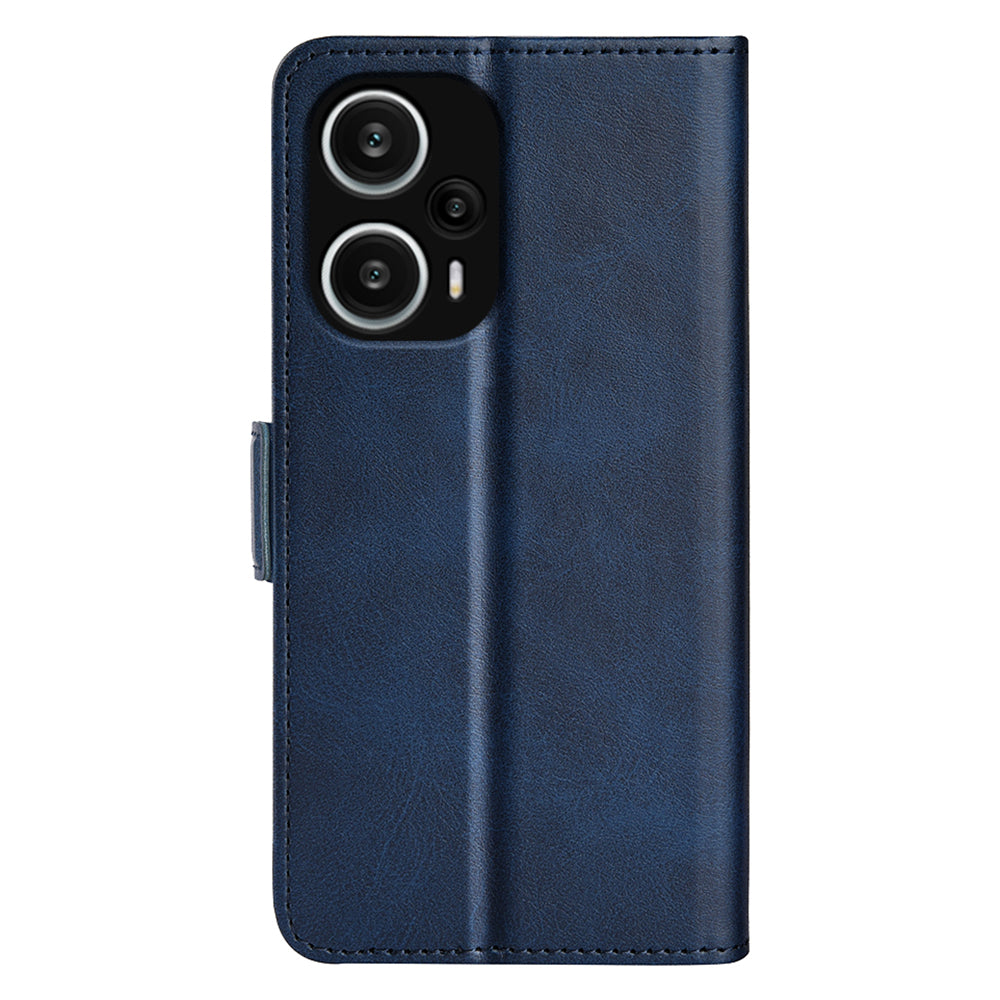 For Xiaomi Redmi Note 12 Turbo / Poco F5 5G Wallet Flip Phone Cover Calf Texture PU Leather Stand Folio Case