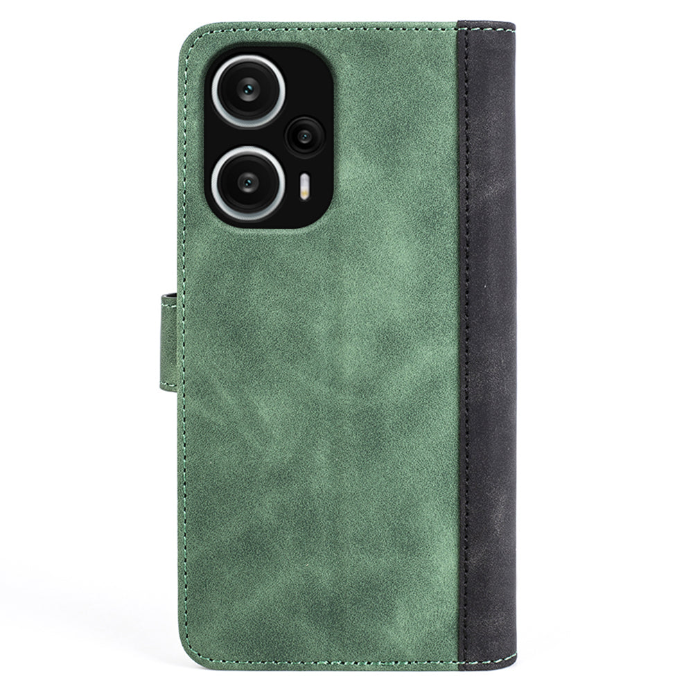 For Xiaomi Redmi Note 12 Turbo / Poco F5 5G PU Leather Wallet Phone Cover Dual-color Splicing Stand Case
