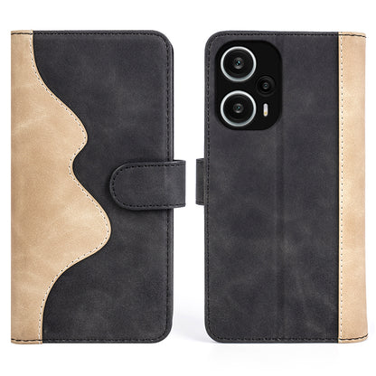 For Xiaomi Redmi Note 12 Turbo / Poco F5 5G PU Leather Wallet Phone Cover Dual-color Splicing Stand Case