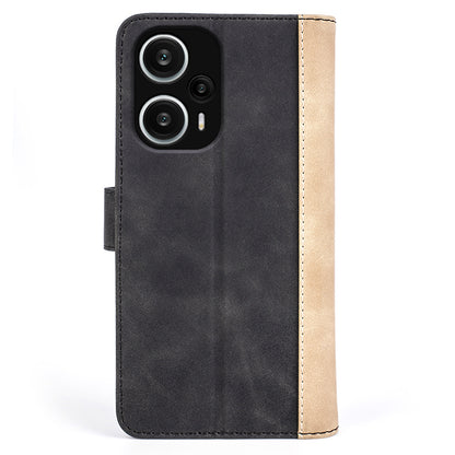 For Xiaomi Redmi Note 12 Turbo / Poco F5 5G PU Leather Wallet Phone Cover Dual-color Splicing Stand Case