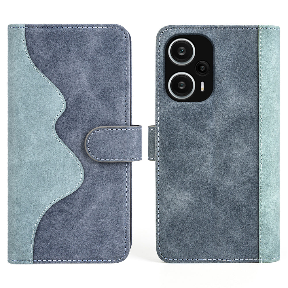For Xiaomi Redmi Note 12 Turbo / Poco F5 5G PU Leather Wallet Phone Cover Dual-color Splicing Stand Case