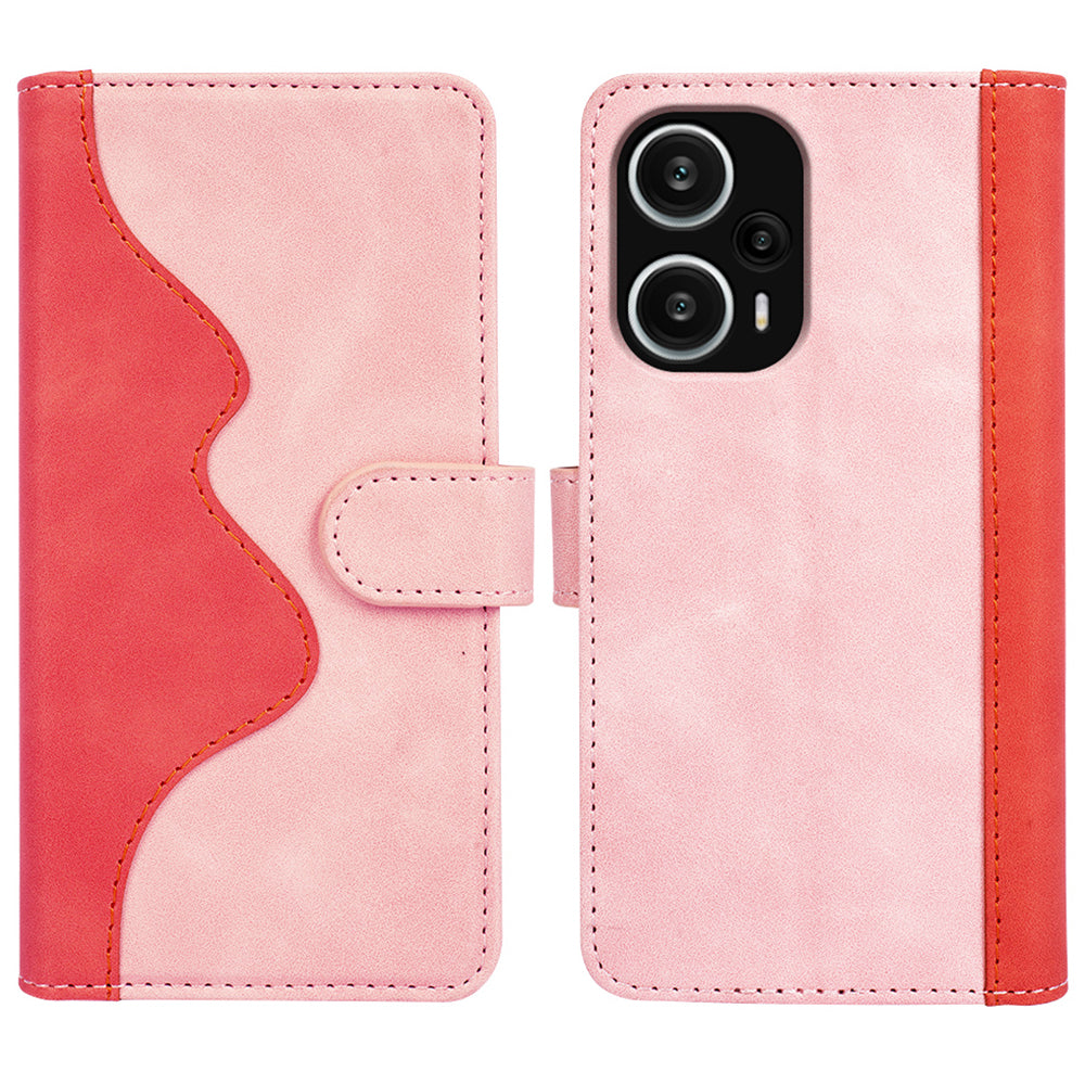 For Xiaomi Redmi Note 12 Turbo / Poco F5 5G PU Leather Wallet Phone Cover Dual-color Splicing Stand Case