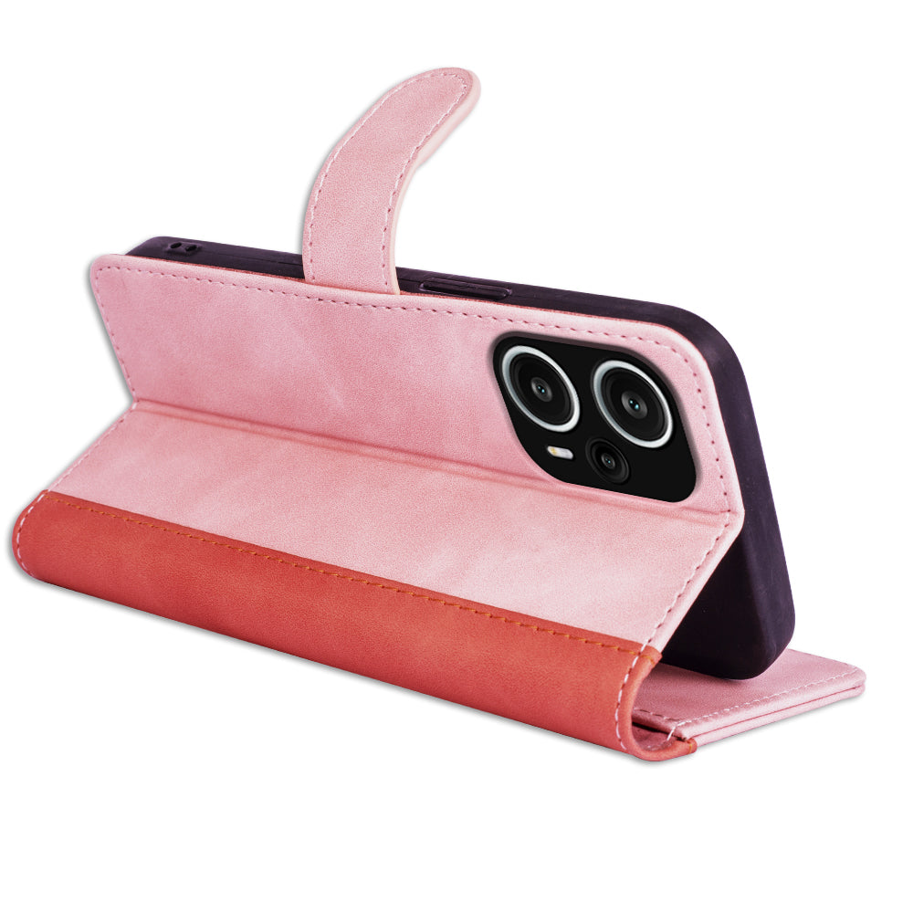 For Xiaomi Redmi Note 12 Turbo / Poco F5 5G PU Leather Wallet Phone Cover Dual-color Splicing Stand Case