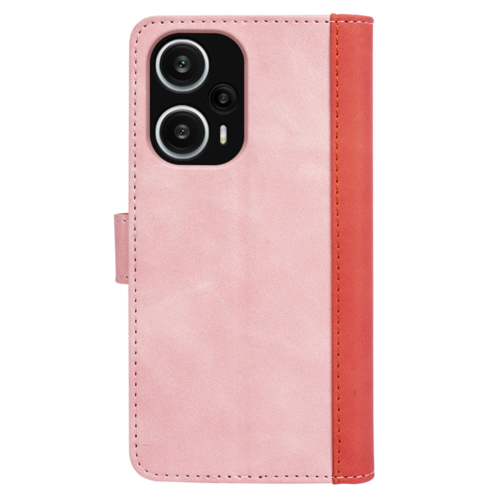 For Xiaomi Redmi Note 12 Turbo / Poco F5 5G PU Leather Wallet Phone Cover Dual-color Splicing Stand Case