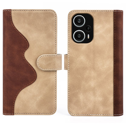 For Xiaomi Redmi Note 12 Turbo / Poco F5 5G PU Leather Wallet Phone Cover Dual-color Splicing Stand Case