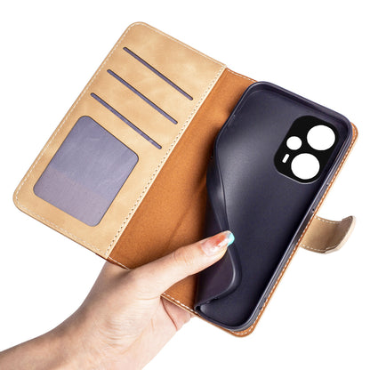 For Xiaomi Redmi Note 12 Turbo / Poco F5 5G PU Leather Wallet Phone Cover Dual-color Splicing Stand Case