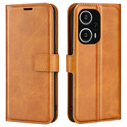 For Xiaomi Redmi Note 12 Turbo / Poco F5 5G Calf Texture Stand Wallet Square Magnetic Closure PU Leather Phone Case