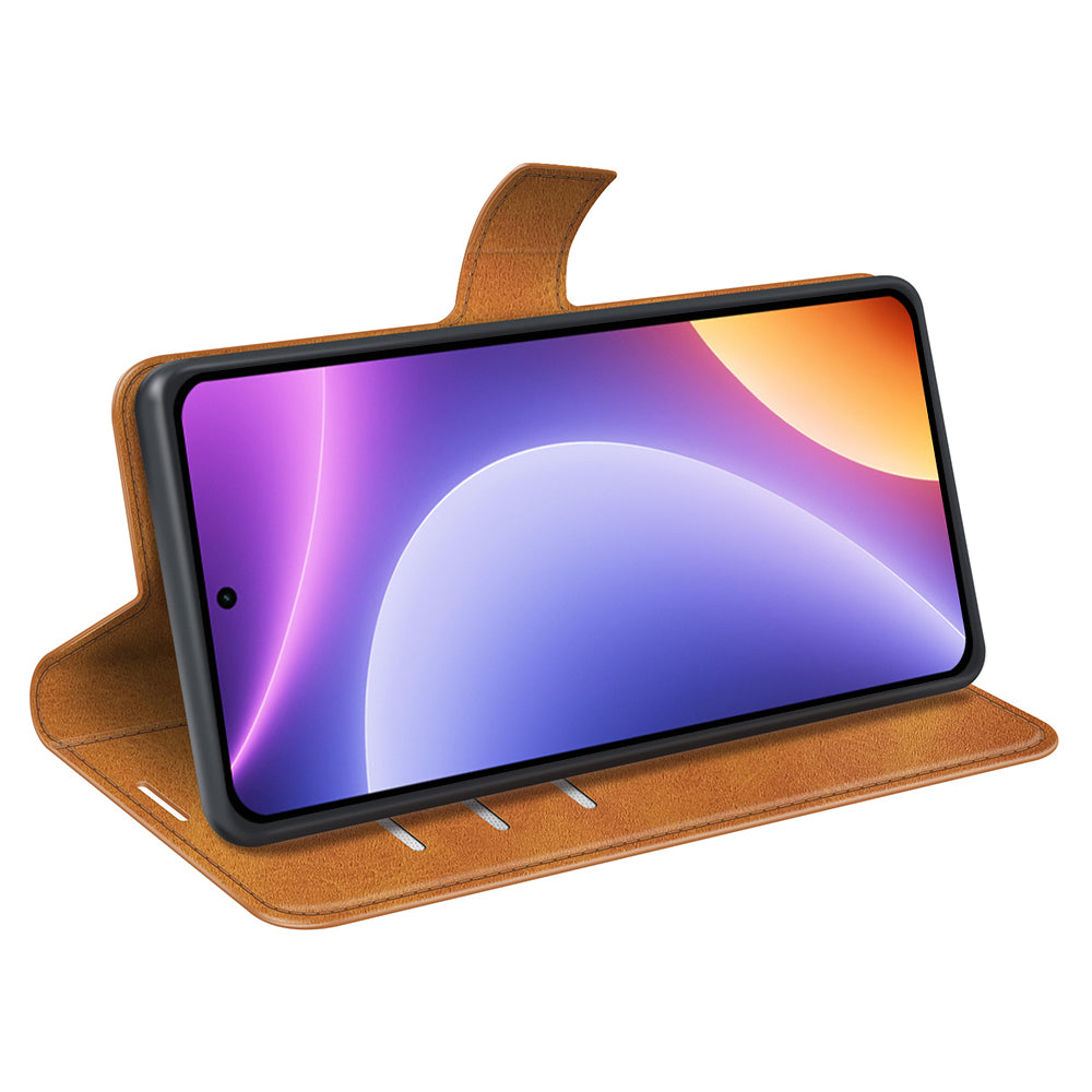 For Xiaomi Redmi Note 12 Turbo / Poco F5 5G Calf Texture Stand Wallet Square Magnetic Closure PU Leather Phone Case