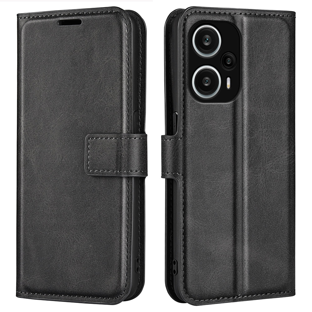 For Xiaomi Redmi Note 12 Turbo / Poco F5 5G Calf Texture Stand Wallet Square Magnetic Closure PU Leather Phone Case