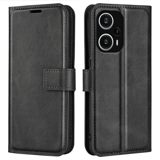For Xiaomi Redmi Note 12 Turbo / Poco F5 5G Calf Texture Stand Wallet Square Magnetic Closure PU Leather Phone Case