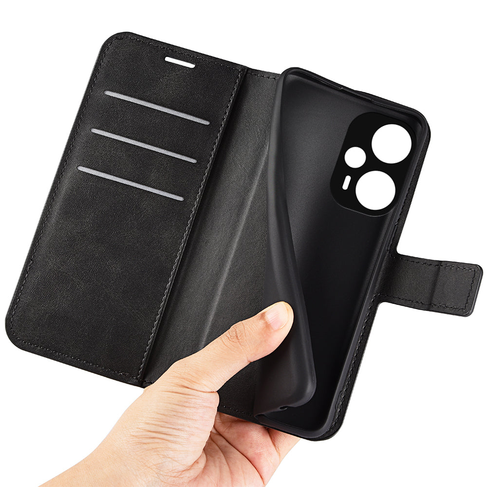 For Xiaomi Redmi Note 12 Turbo / Poco F5 5G Calf Texture Stand Wallet Square Magnetic Closure PU Leather Phone Case