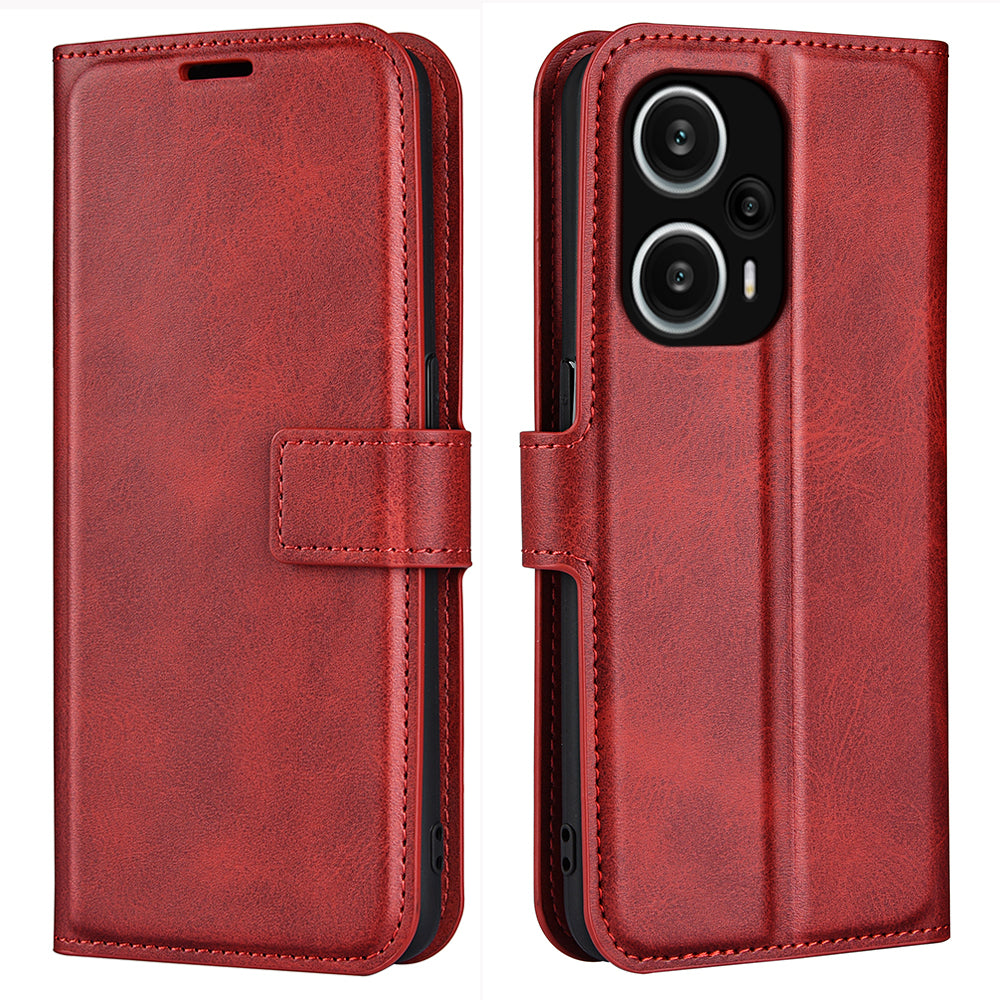 For Xiaomi Redmi Note 12 Turbo / Poco F5 5G Calf Texture Stand Wallet Square Magnetic Closure PU Leather Phone Case