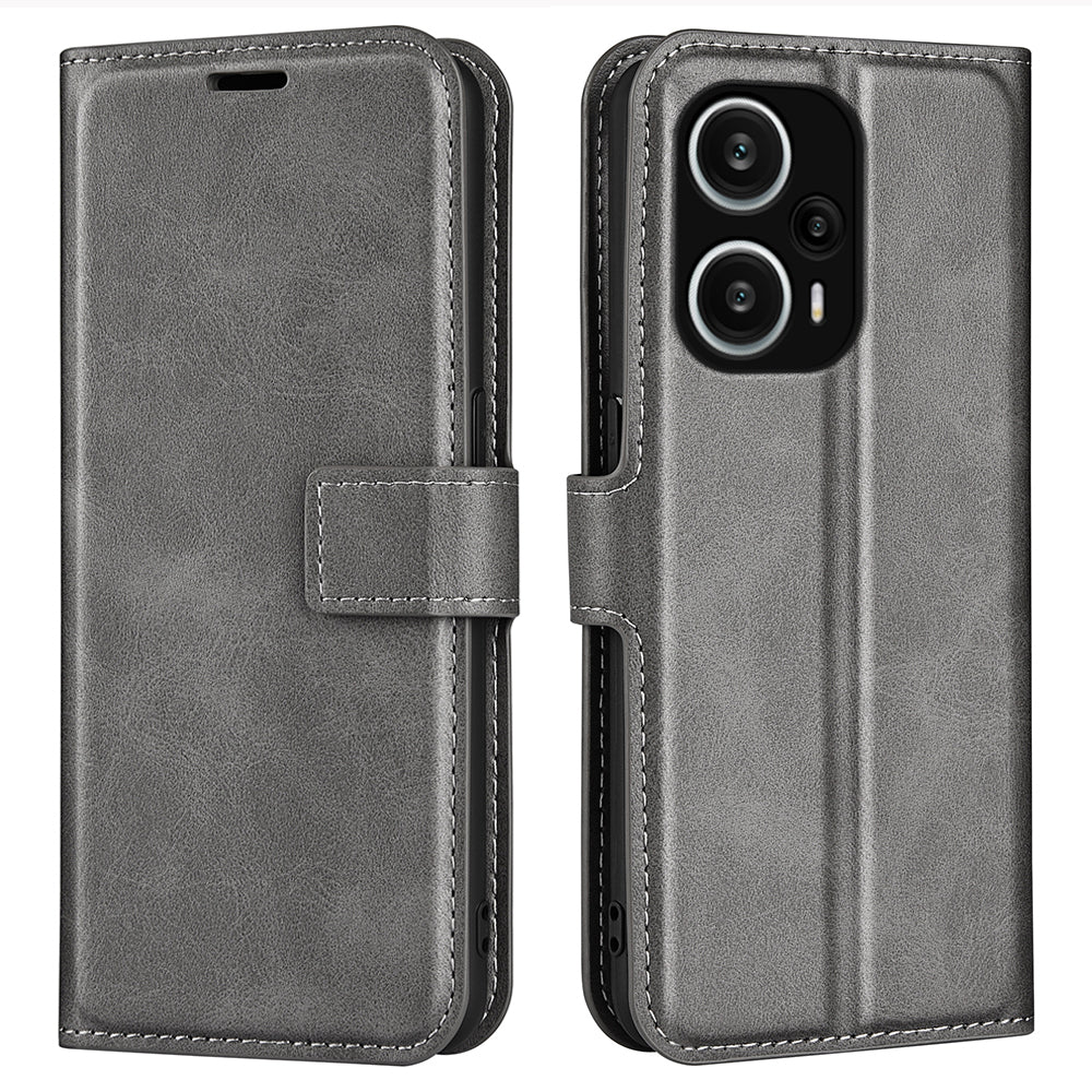 For Xiaomi Redmi Note 12 Turbo / Poco F5 5G Calf Texture Stand Wallet Square Magnetic Closure PU Leather Phone Case