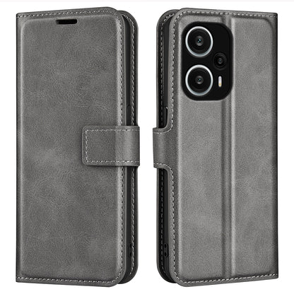 For Xiaomi Redmi Note 12 Turbo / Poco F5 5G Calf Texture Stand Wallet Square Magnetic Closure PU Leather Phone Case