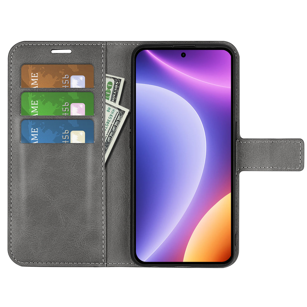 For Xiaomi Redmi Note 12 Turbo / Poco F5 5G Calf Texture Stand Wallet Square Magnetic Closure PU Leather Phone Case