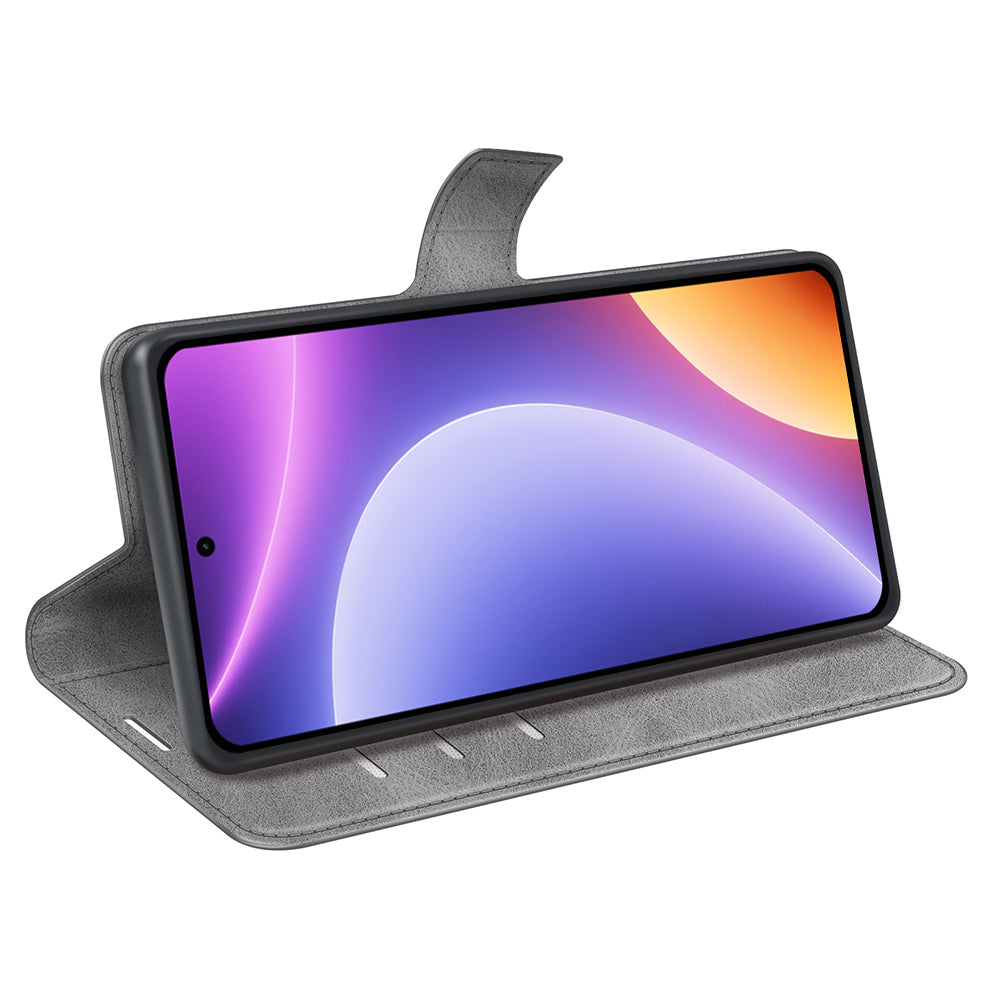 For Xiaomi Redmi Note 12 Turbo / Poco F5 5G Calf Texture Stand Wallet Square Magnetic Closure PU Leather Phone Case