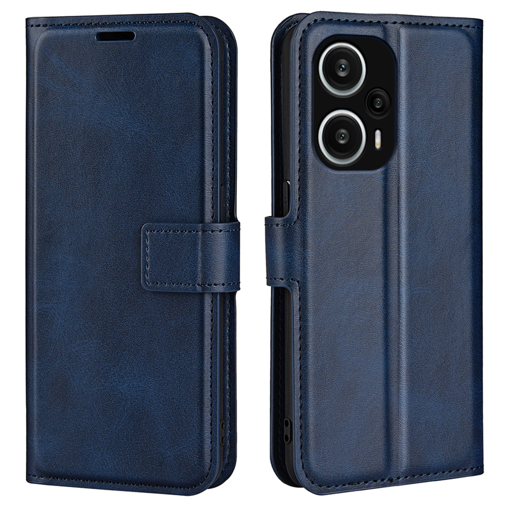 For Xiaomi Redmi Note 12 Turbo / Poco F5 5G Calf Texture Stand Wallet Square Magnetic Closure PU Leather Phone Case