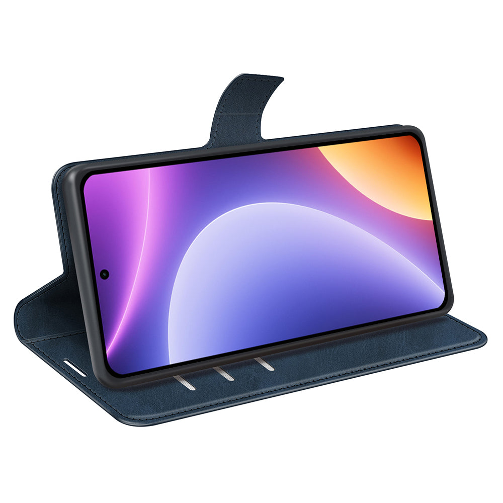 For Xiaomi Redmi Note 12 Turbo / Poco F5 5G Calf Texture Stand Wallet Square Magnetic Closure PU Leather Phone Case