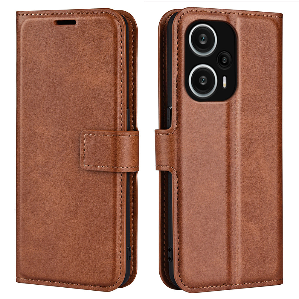 For Xiaomi Redmi Note 12 Turbo / Poco F5 5G Calf Texture Stand Wallet Square Magnetic Closure PU Leather Phone Case