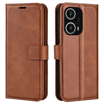 For Xiaomi Redmi Note 12 Turbo / Poco F5 5G Calf Texture Stand Wallet Square Magnetic Closure PU Leather Phone Case