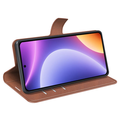 For Xiaomi Redmi Note 12 Turbo / Poco F5 5G Calf Texture Stand Wallet Square Magnetic Closure PU Leather Phone Case