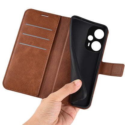For Xiaomi Redmi Note 12 Turbo / Poco F5 5G Calf Texture Stand Wallet Square Magnetic Closure PU Leather Phone Case