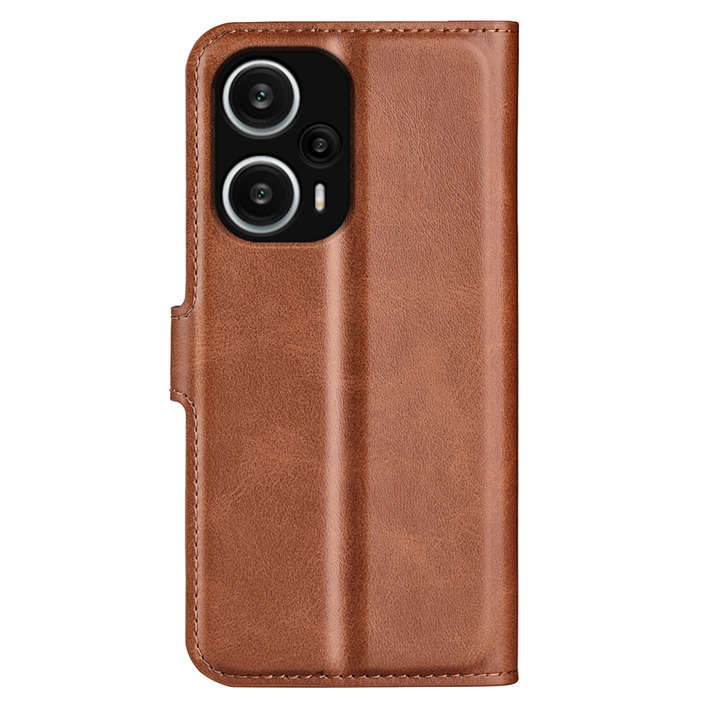 For Xiaomi Redmi Note 12 Turbo / Poco F5 5G Calf Texture Stand Wallet Square Magnetic Closure PU Leather Phone Case