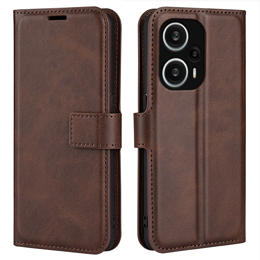 For Xiaomi Redmi Note 12 Turbo / Poco F5 5G Calf Texture Stand Wallet Square Magnetic Closure PU Leather Phone Case