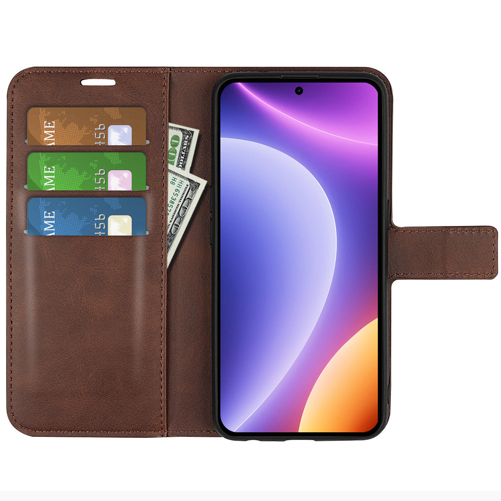 For Xiaomi Redmi Note 12 Turbo / Poco F5 5G Calf Texture Stand Wallet Square Magnetic Closure PU Leather Phone Case
