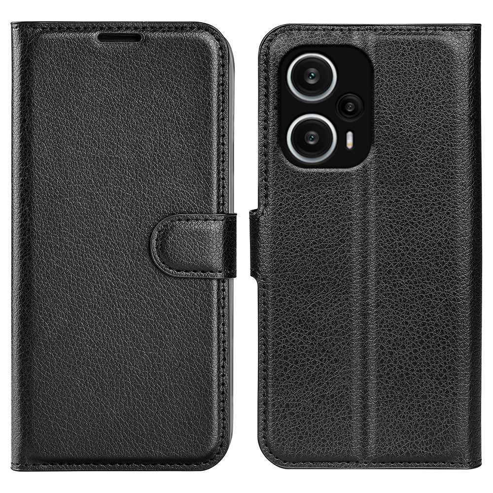 Stand Case for Xiaomi Redmi Note 12 Turbo / Poco F5 5G PU Leather Litchi Texture Wallet Phone Cover