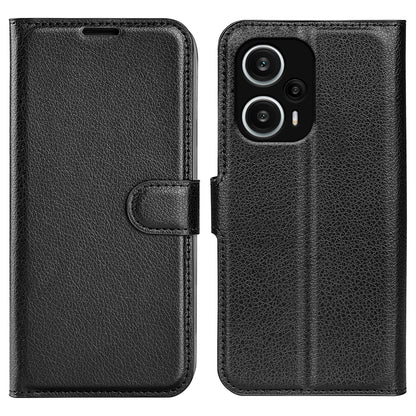 Stand Case for Xiaomi Redmi Note 12 Turbo / Poco F5 5G PU Leather Litchi Texture Wallet Phone Cover