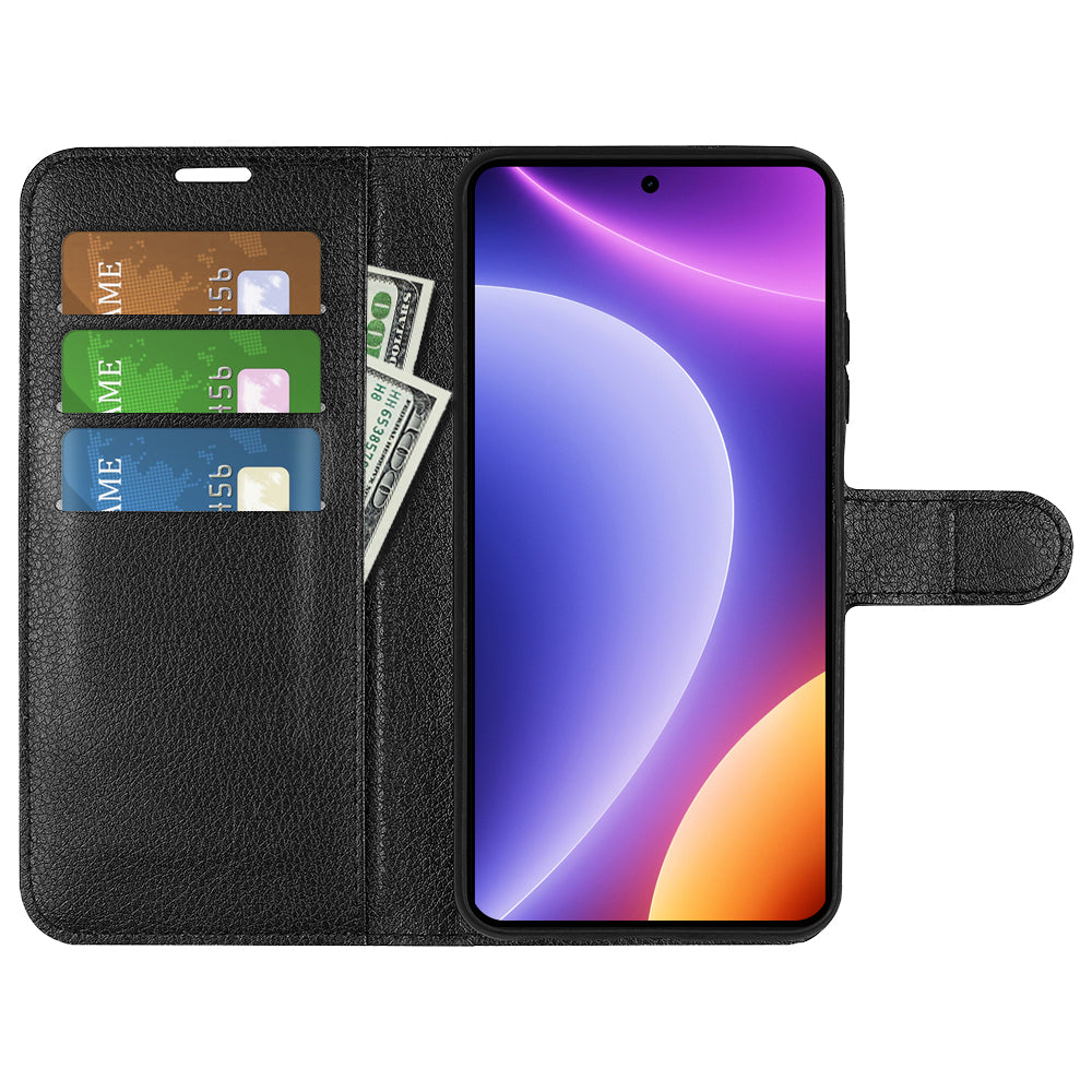 Stand Case for Xiaomi Redmi Note 12 Turbo / Poco F5 5G PU Leather Litchi Texture Wallet Phone Cover