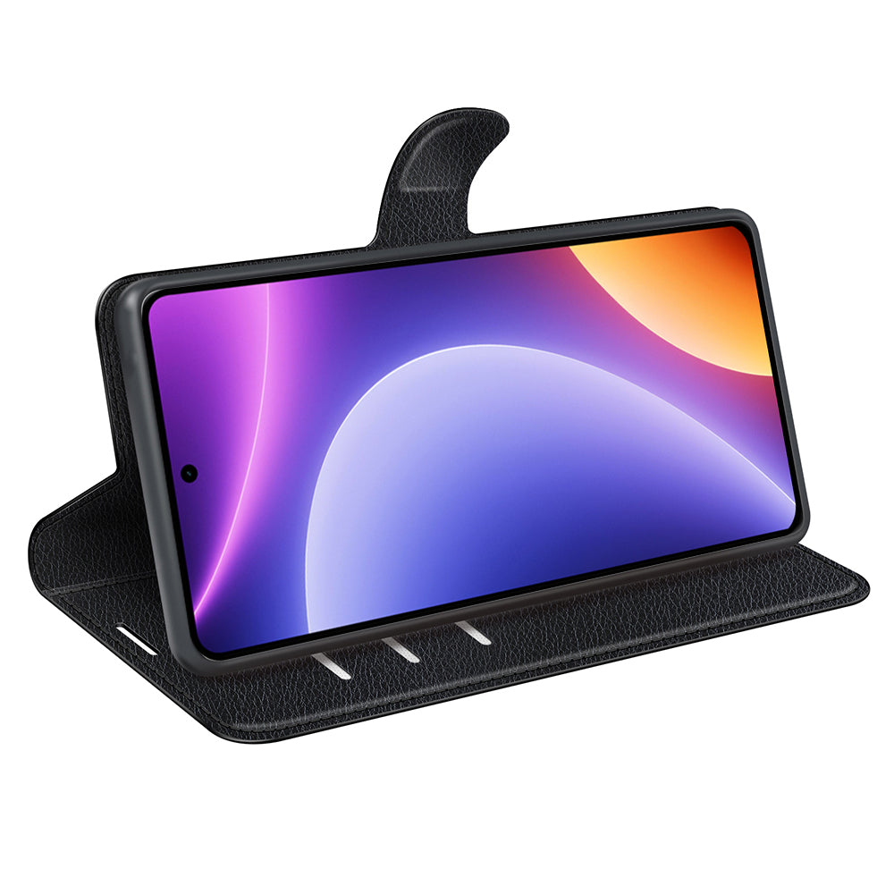 Stand Case for Xiaomi Redmi Note 12 Turbo / Poco F5 5G PU Leather Litchi Texture Wallet Phone Cover