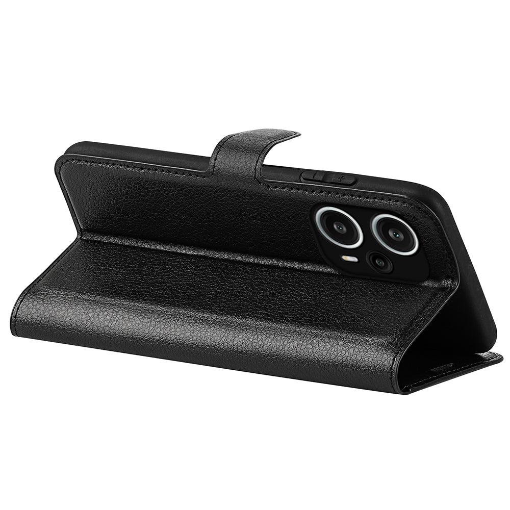 Stand Case for Xiaomi Redmi Note 12 Turbo / Poco F5 5G PU Leather Litchi Texture Wallet Phone Cover
