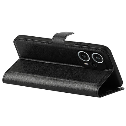 Stand Case for Xiaomi Redmi Note 12 Turbo / Poco F5 5G PU Leather Litchi Texture Wallet Phone Cover