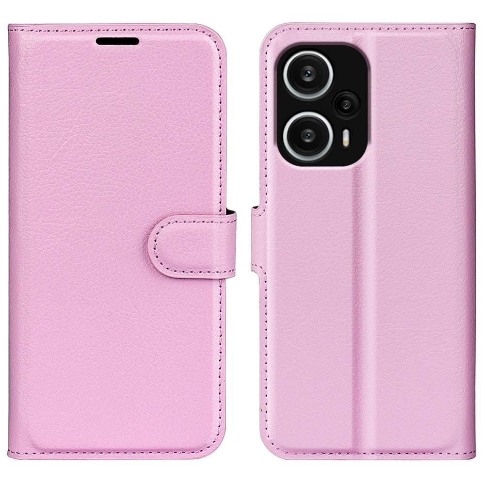 Stand Case for Xiaomi Redmi Note 12 Turbo / Poco F5 5G PU Leather Litchi Texture Wallet Phone Cover