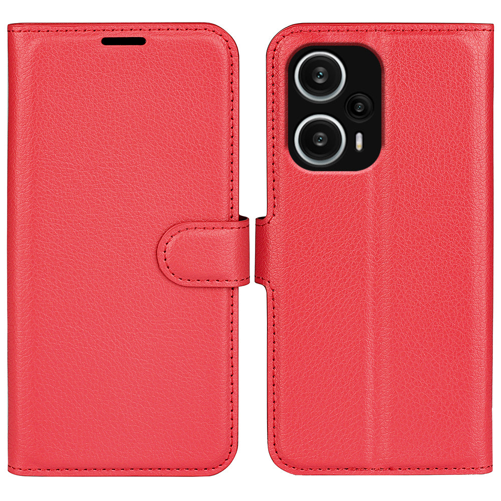 Stand Case for Xiaomi Redmi Note 12 Turbo / Poco F5 5G PU Leather Litchi Texture Wallet Phone Cover