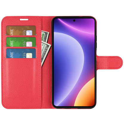 Stand Case for Xiaomi Redmi Note 12 Turbo / Poco F5 5G PU Leather Litchi Texture Wallet Phone Cover