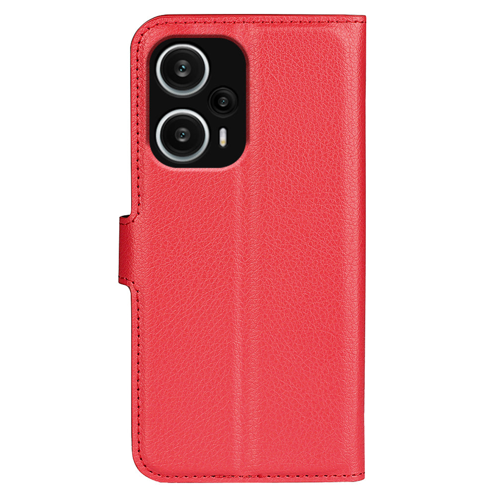 Stand Case for Xiaomi Redmi Note 12 Turbo / Poco F5 5G PU Leather Litchi Texture Wallet Phone Cover