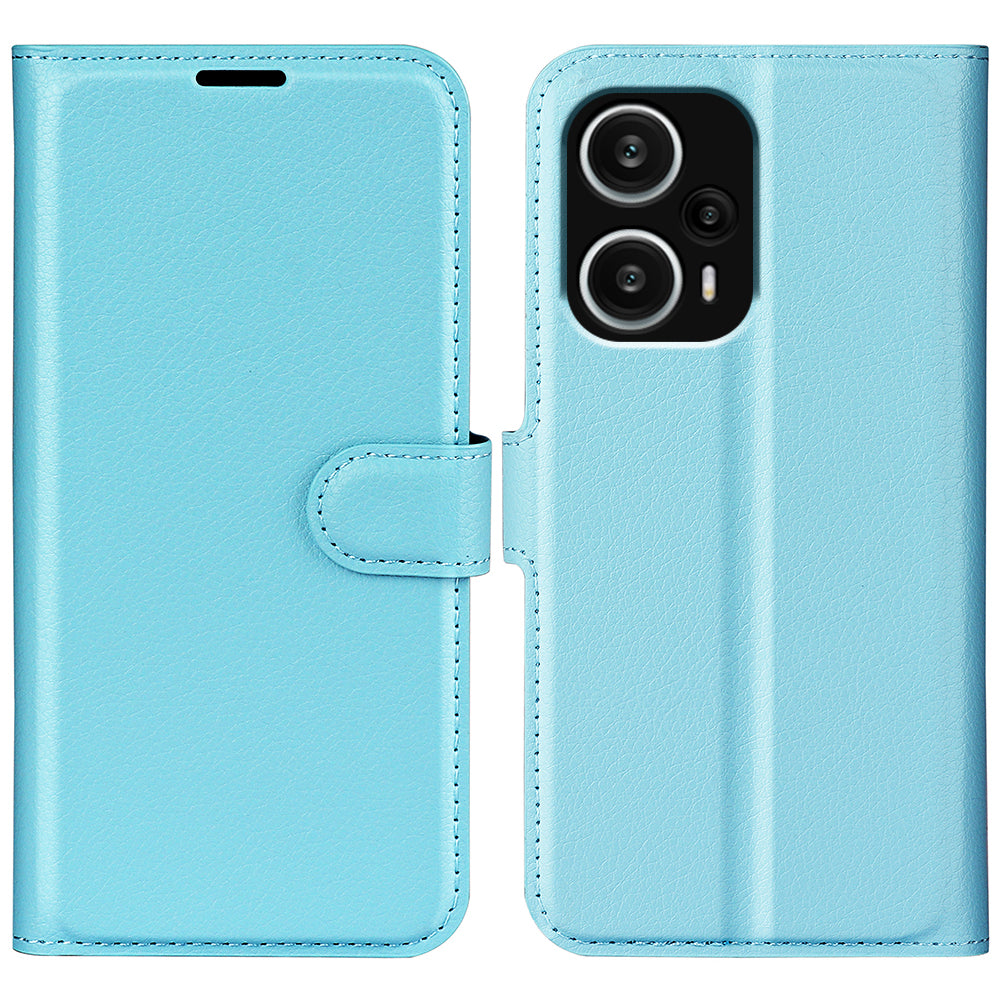 Stand Case for Xiaomi Redmi Note 12 Turbo / Poco F5 5G PU Leather Litchi Texture Wallet Phone Cover