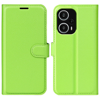 Stand Case for Xiaomi Redmi Note 12 Turbo / Poco F5 5G PU Leather Litchi Texture Wallet Phone Cover