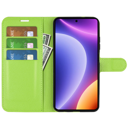 Stand Case for Xiaomi Redmi Note 12 Turbo / Poco F5 5G PU Leather Litchi Texture Wallet Phone Cover