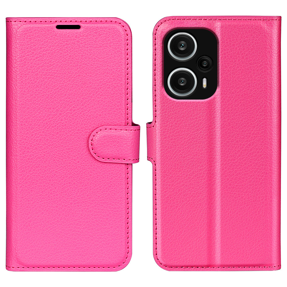 Stand Case for Xiaomi Redmi Note 12 Turbo / Poco F5 5G PU Leather Litchi Texture Wallet Phone Cover