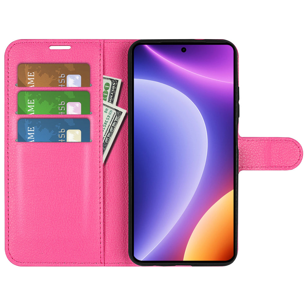 Stand Case for Xiaomi Redmi Note 12 Turbo / Poco F5 5G PU Leather Litchi Texture Wallet Phone Cover