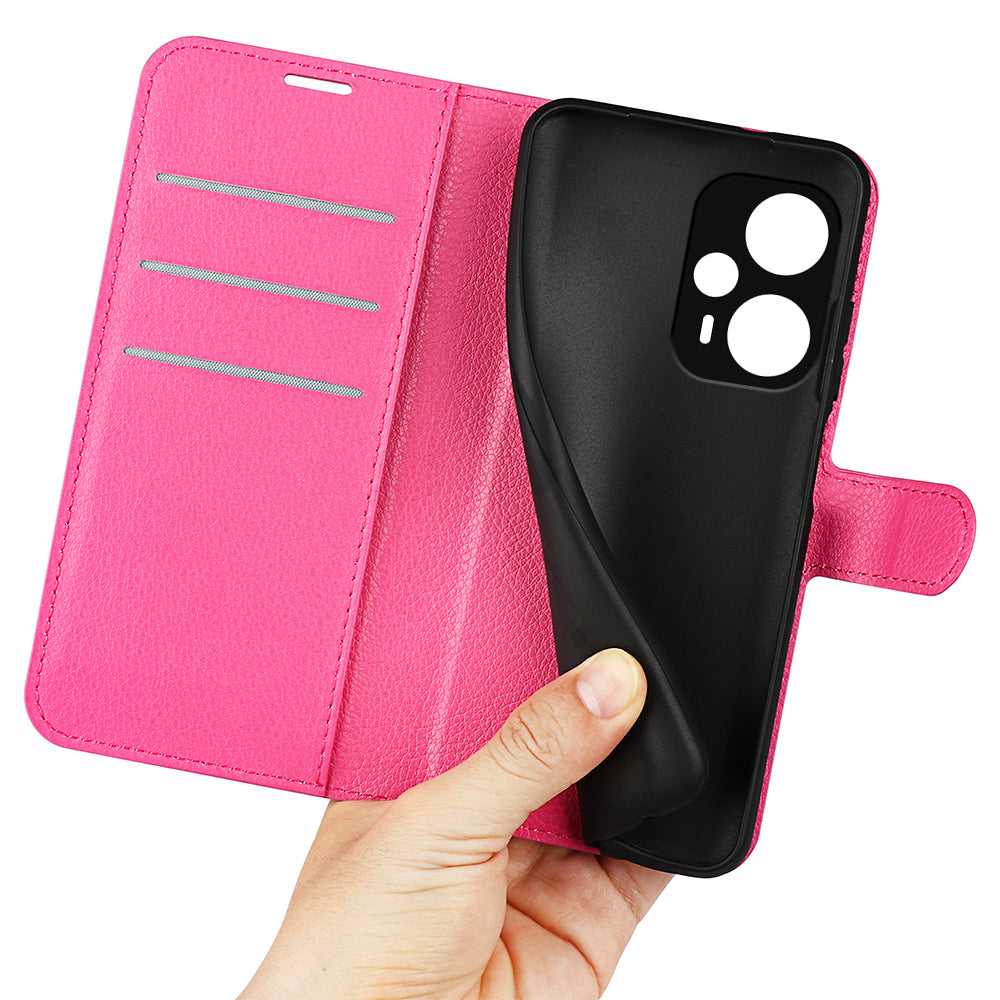 Stand Case for Xiaomi Redmi Note 12 Turbo / Poco F5 5G PU Leather Litchi Texture Wallet Phone Cover