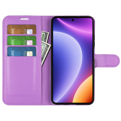 Stand Case for Xiaomi Redmi Note 12 Turbo / Poco F5 5G PU Leather Litchi Texture Wallet Phone Cover