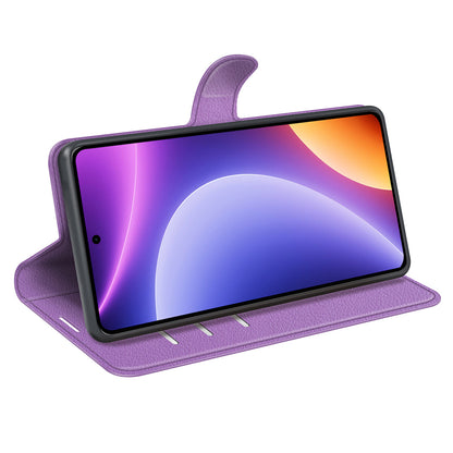 Stand Case for Xiaomi Redmi Note 12 Turbo / Poco F5 5G PU Leather Litchi Texture Wallet Phone Cover