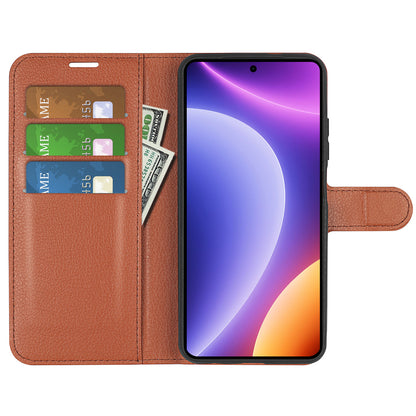 Stand Case for Xiaomi Redmi Note 12 Turbo / Poco F5 5G PU Leather Litchi Texture Wallet Phone Cover