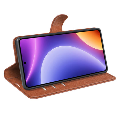 Stand Case for Xiaomi Redmi Note 12 Turbo / Poco F5 5G PU Leather Litchi Texture Wallet Phone Cover